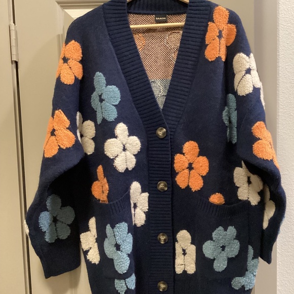SACHI Sweaters - SAACHI Floral Buttoned Cardigan, One size